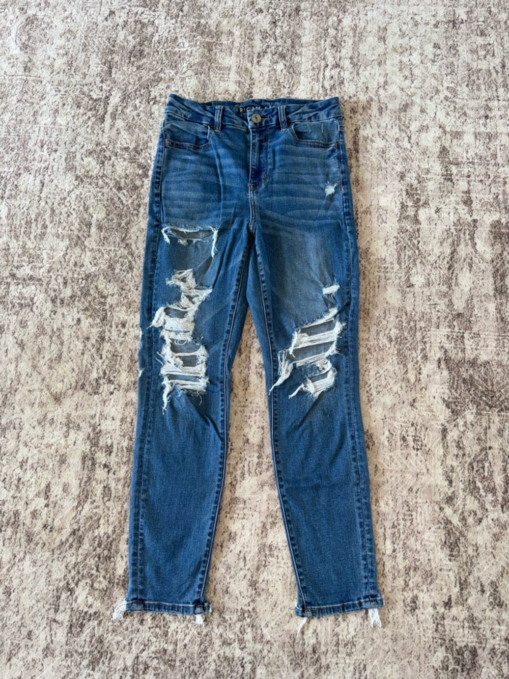 American Eagle Outfitters Women's Ripped Skinny Jeans - Dark Blue